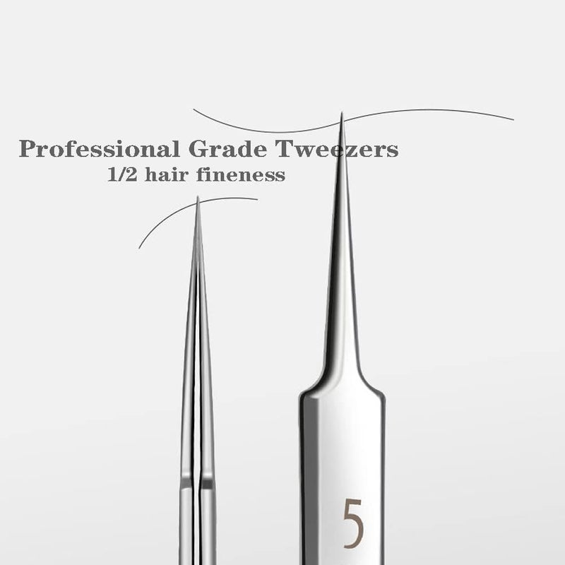 BLAAROOM Professional Facial Blackhead Remover Tweezers,3Pcs Precision Pimple Popper Tool Kit for Whitehead Ance Blemishs Comedones Stainless Steel Makeup Tool - Glossy - Image 2